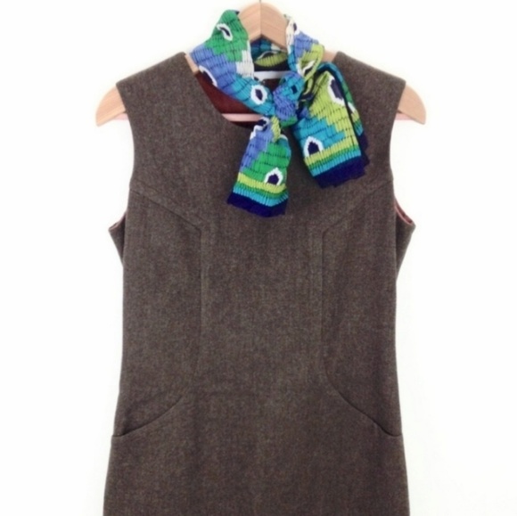 Vintage Dresses & Skirts - Vintage Brown Wool Sleeveless Shift Dress